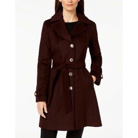 burgundy michael kors coat